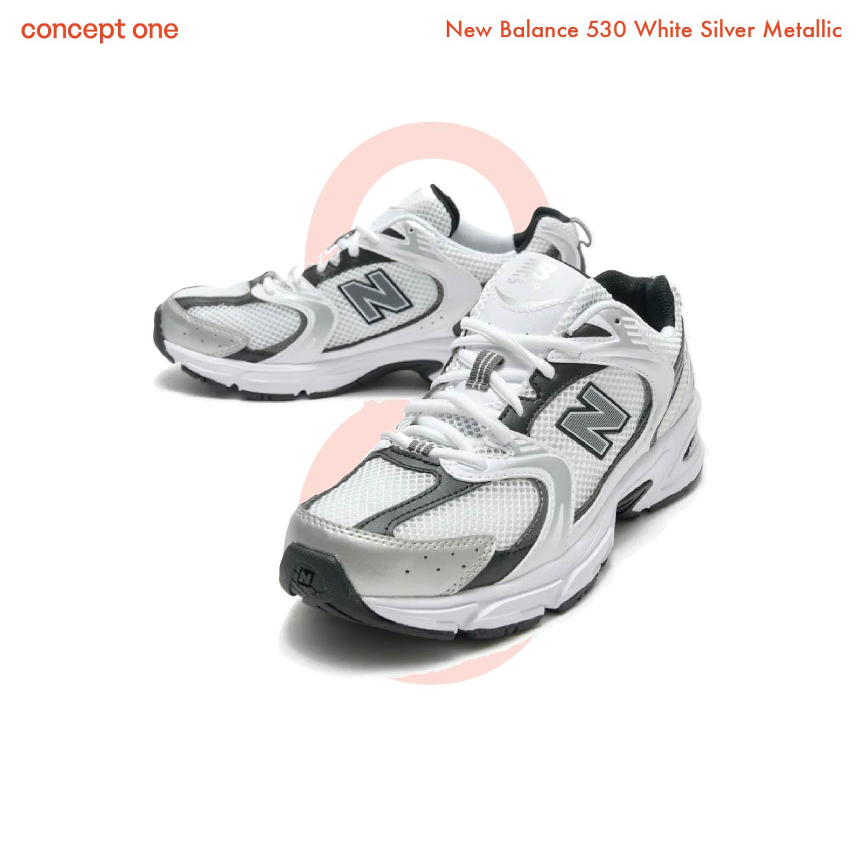 New Balance 530 White Silver Metallic Black (M)