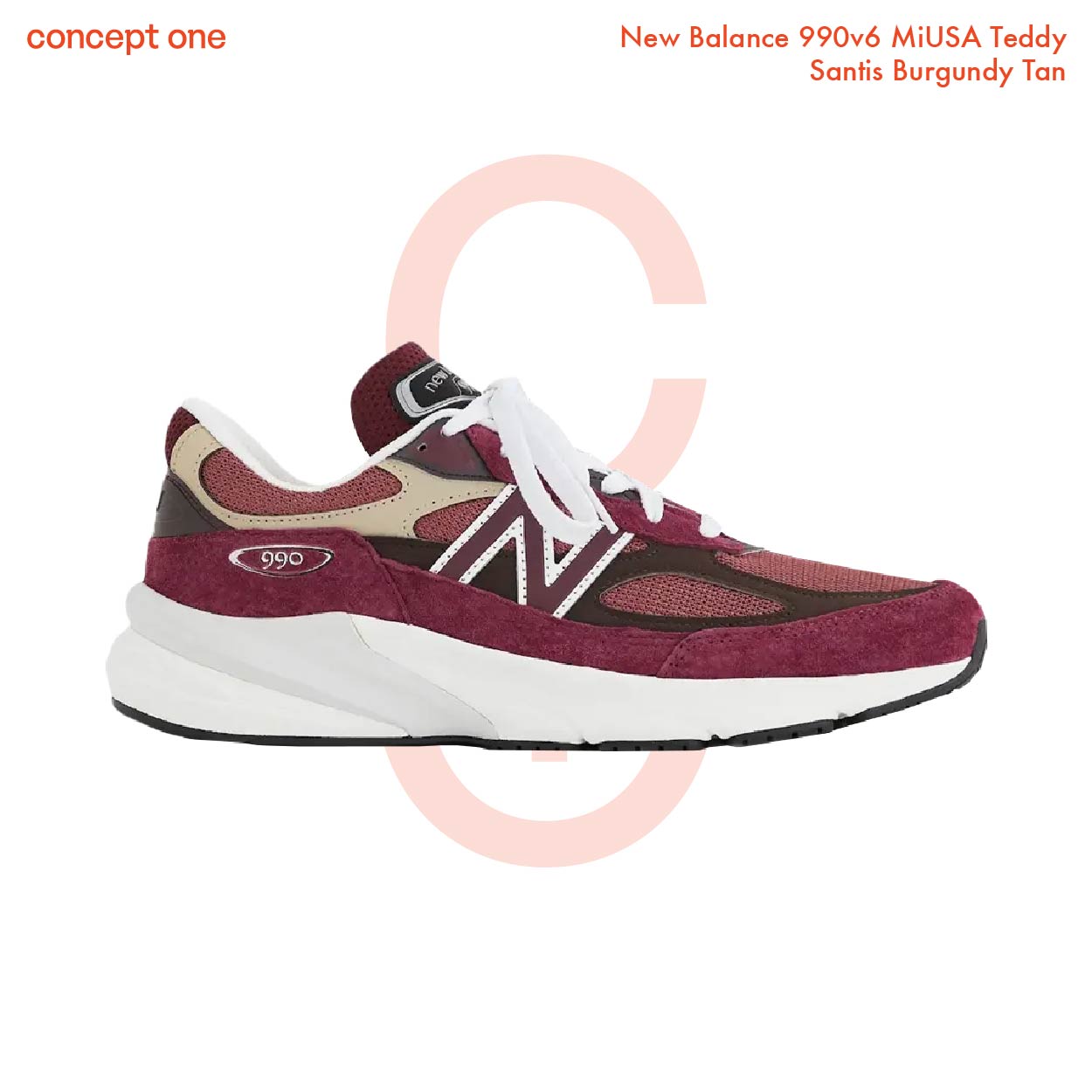 New Balance 990v6 MiUSA Teddy Santis Burgundy Tan (M)