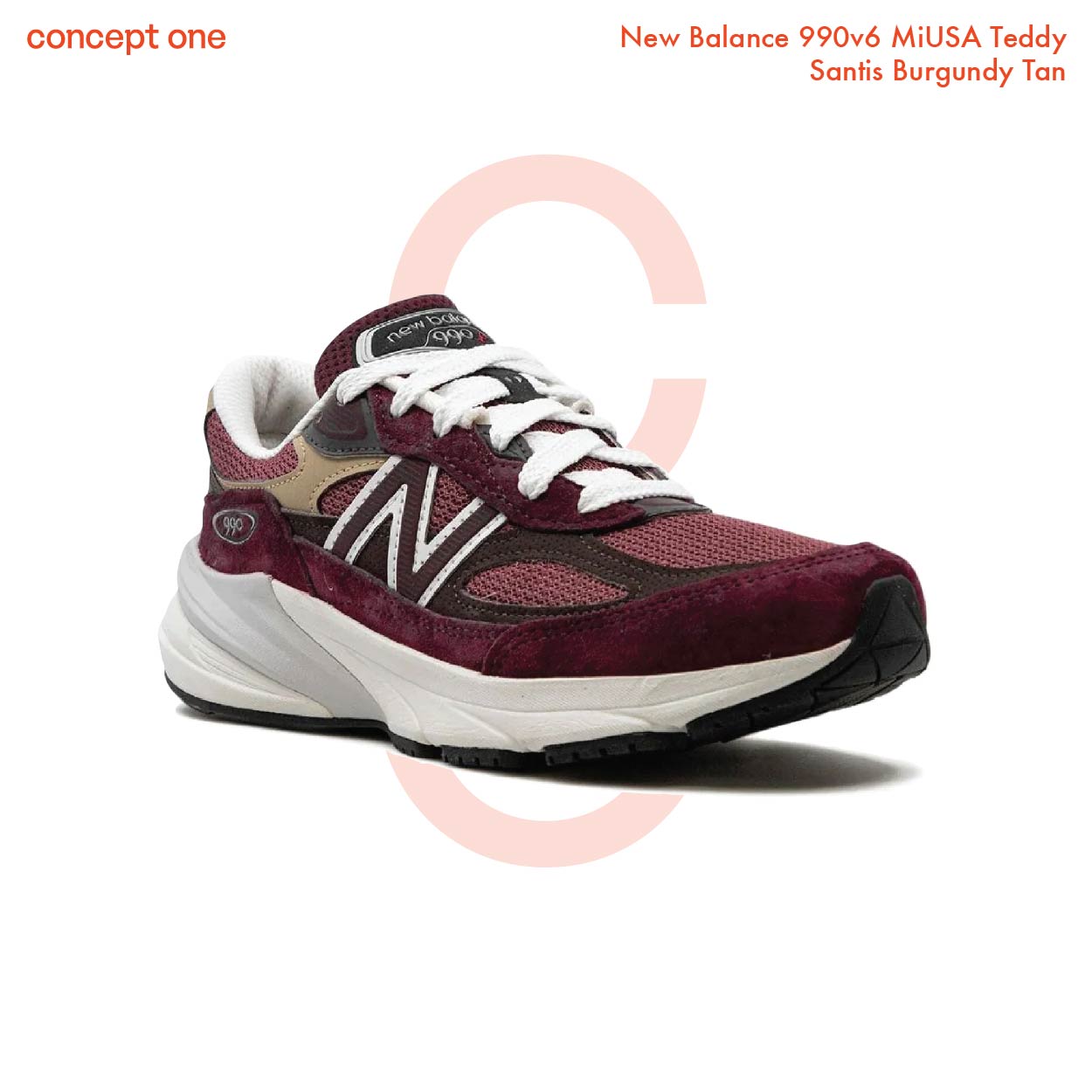 New Balance 990v6 MiUSA Teddy Santis Burgundy Tan (M)