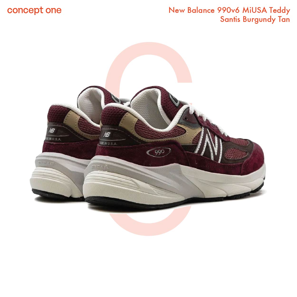 New Balance 990v6 MiUSA Teddy Santis Burgundy Tan (M)
