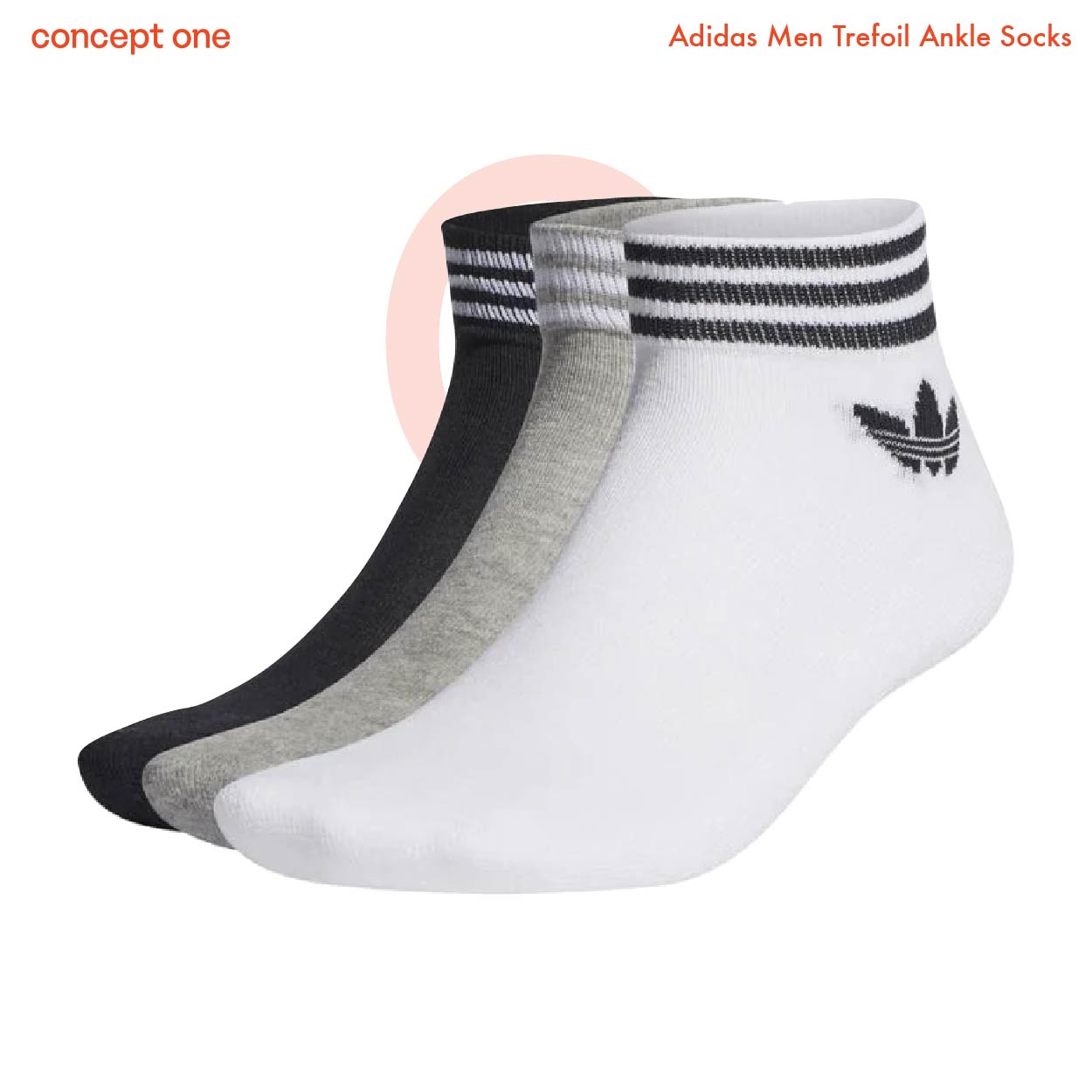 Adidas Men Trefoil Ankle Socks (3 pair)