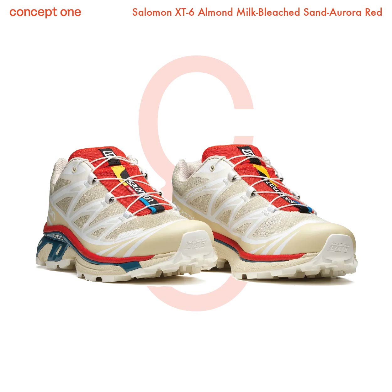 Salomon XT-6 Almond Milk-Bleached Sand-Aurora Red (M)