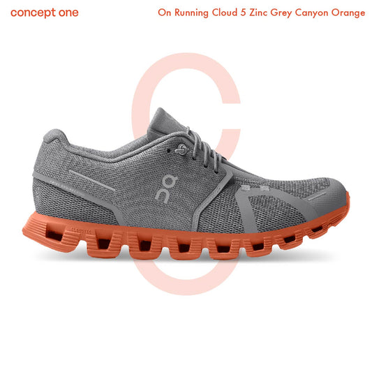On Running Cloud 5 Zinc Grey Canyon Orange ( M )
