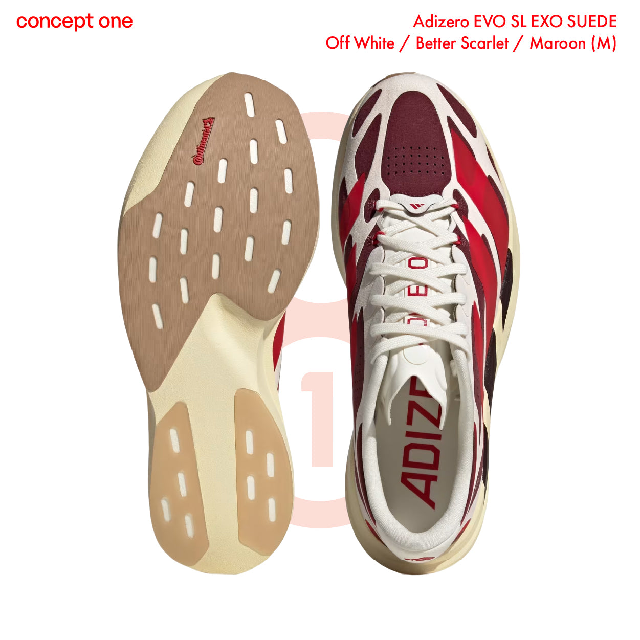 Adizero EVO SL EXO SUEDE  Off White / Better Scarlet / Maroon (M)