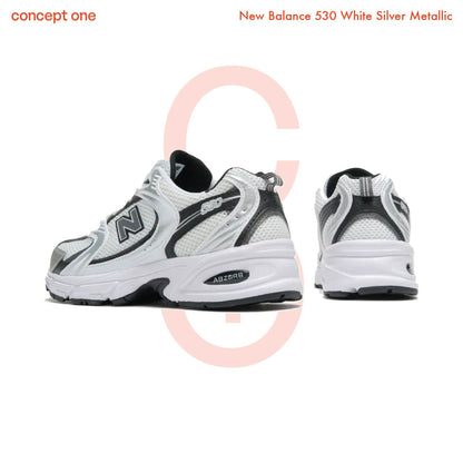 New Balance 530 White Silver Metallic Black (M)