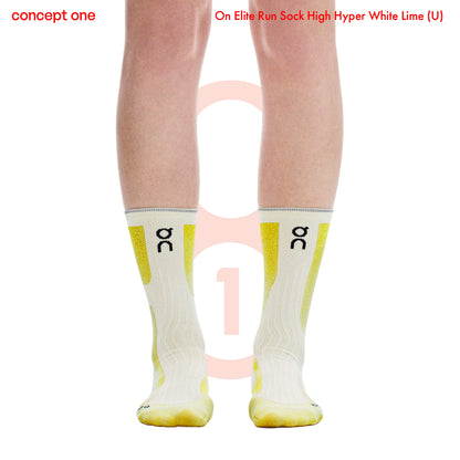 On Elite Run Sock High Hyper White Lime (U)