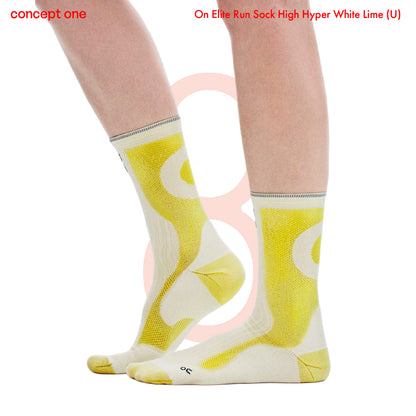 On Elite Run Sock High Hyper White Lime (U)