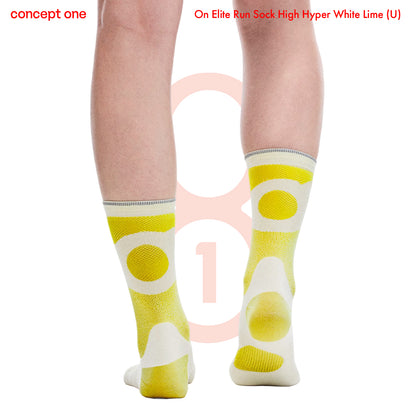 On Elite Run Sock High Hyper White Lime (U)