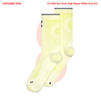 On Elite Run Sock High Hyper White Lime (U)