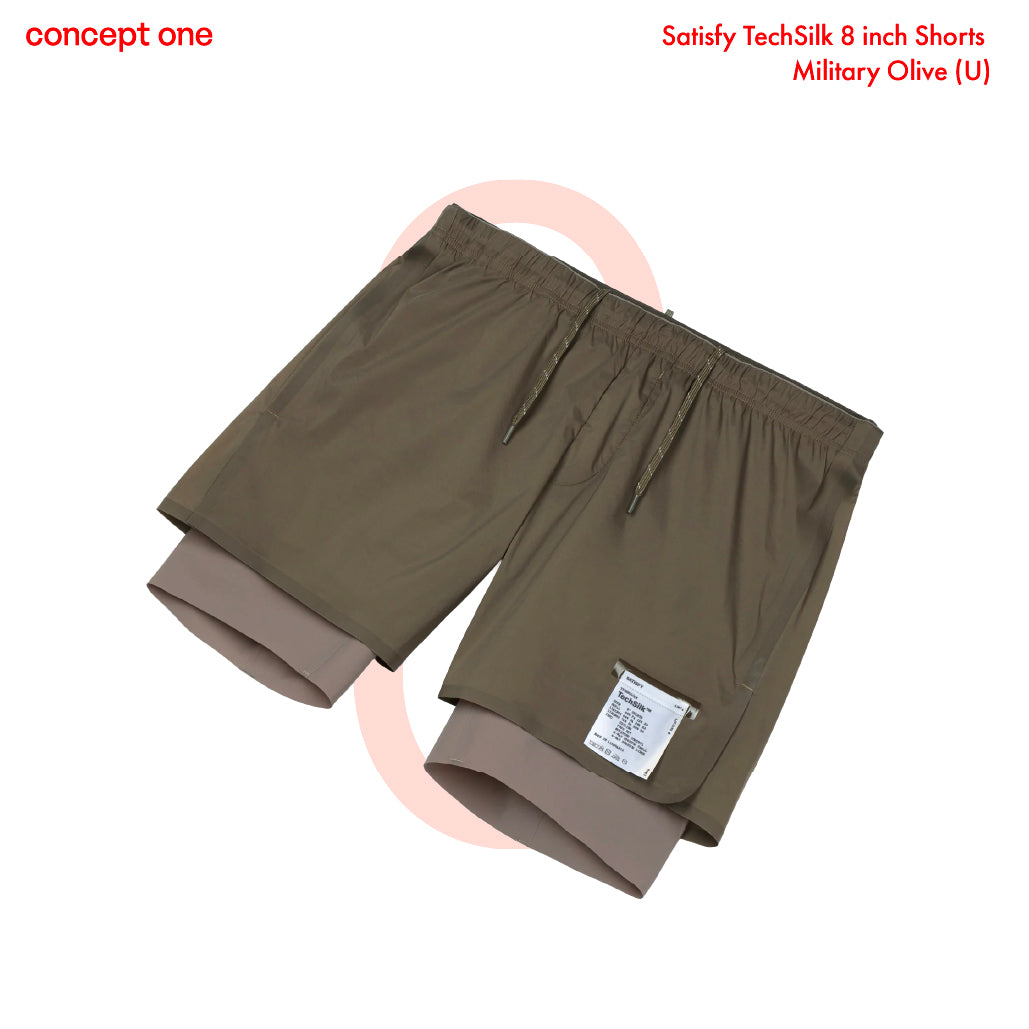 Satisfy TechSilk 8 inch Shorts Military Olive (U)