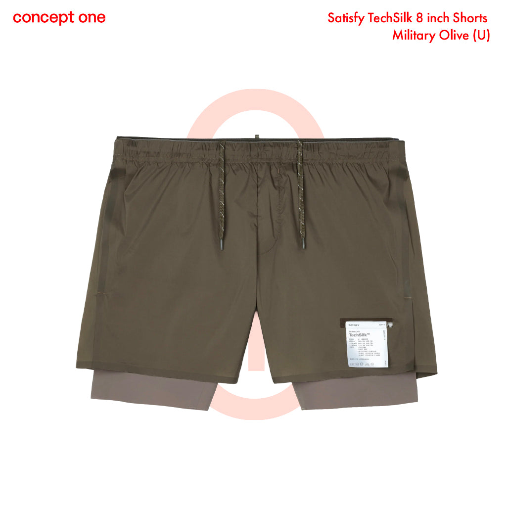 Satisfy TechSilk 8 inch Shorts Military Olive (U)
