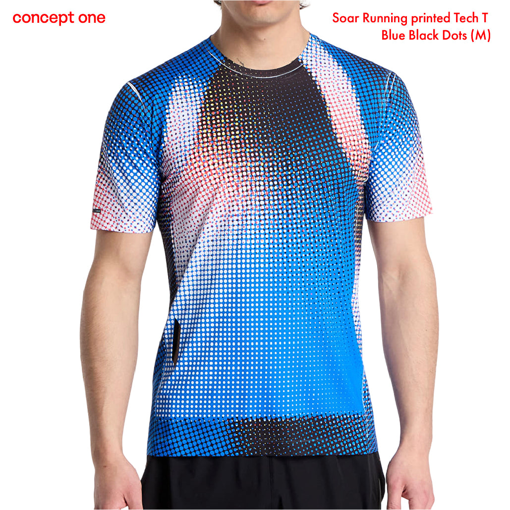 Soar Running printed Tech T Blue Black Dots (M)