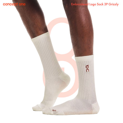 Embroidered Logo Sock 3P Grizzly