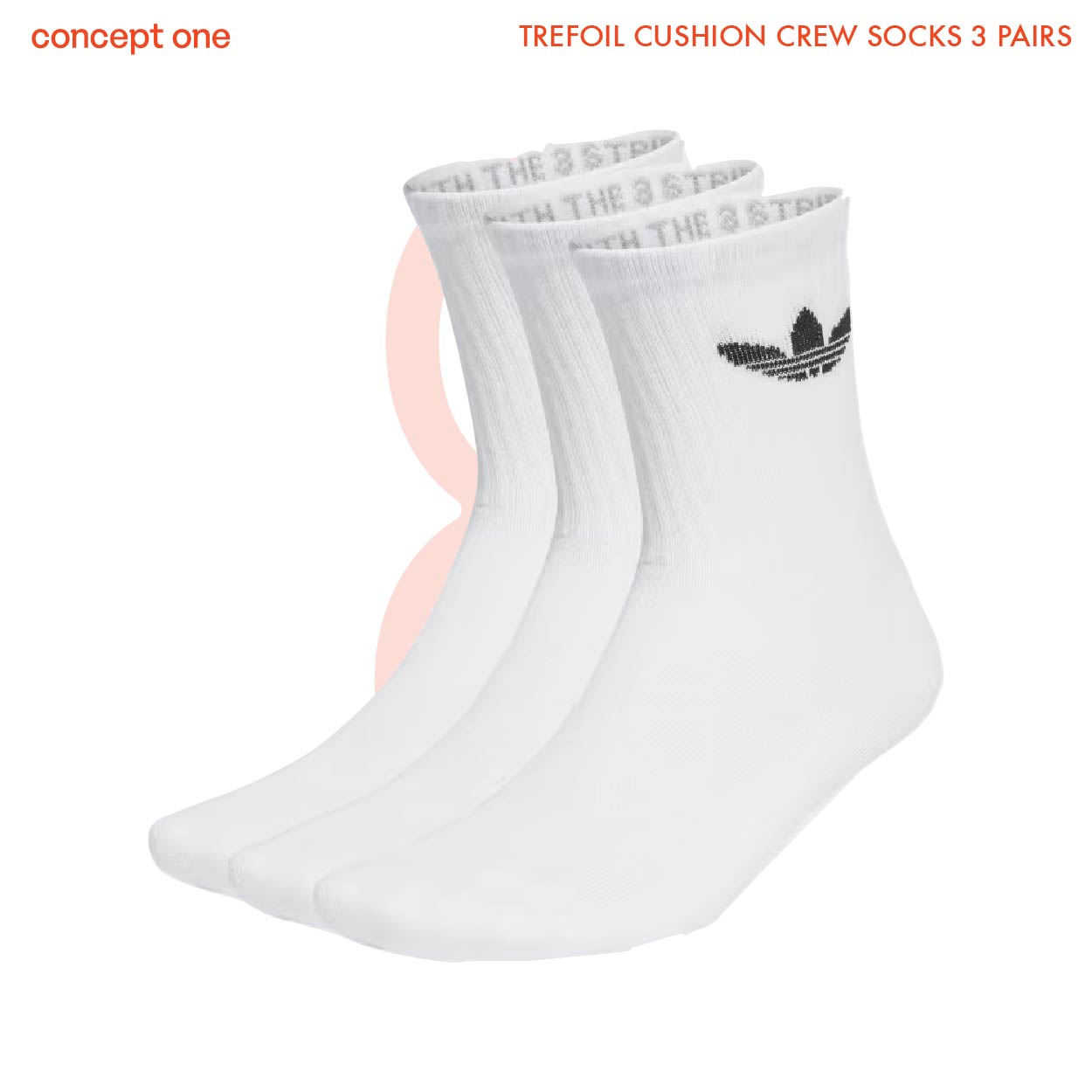 TREFOIL CUSHION CREW SOCKS 3 PAIRS