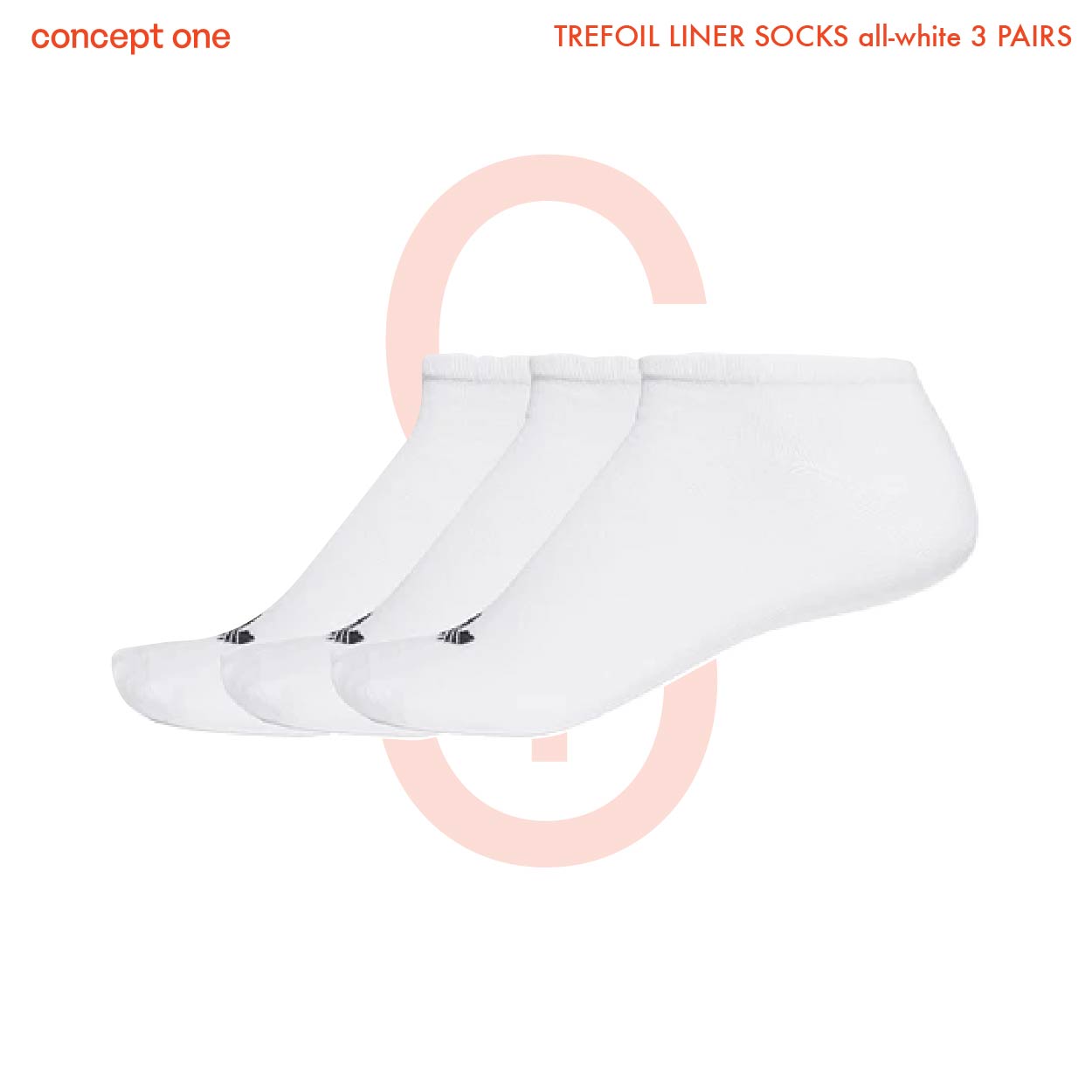 TREFOIL LINER SOCKS all-white 3 PAIRS S20273