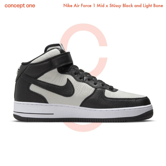 Nike Air Force 1 Mid x Stüssy Black and Light Bone (M)