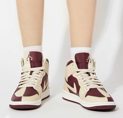 Nike Jordan 1 Mid Split Beach Cherrywood Red (W)