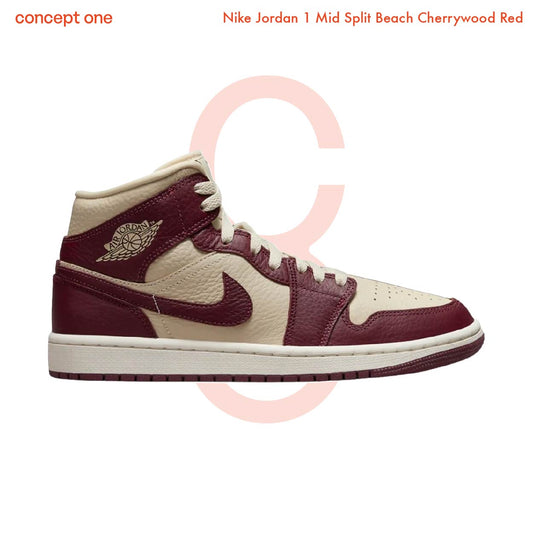 Nike Jordan 1 Mid Split Beach Cherrywood Red (W)