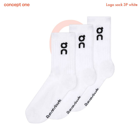 Logo sock 3P white (M)